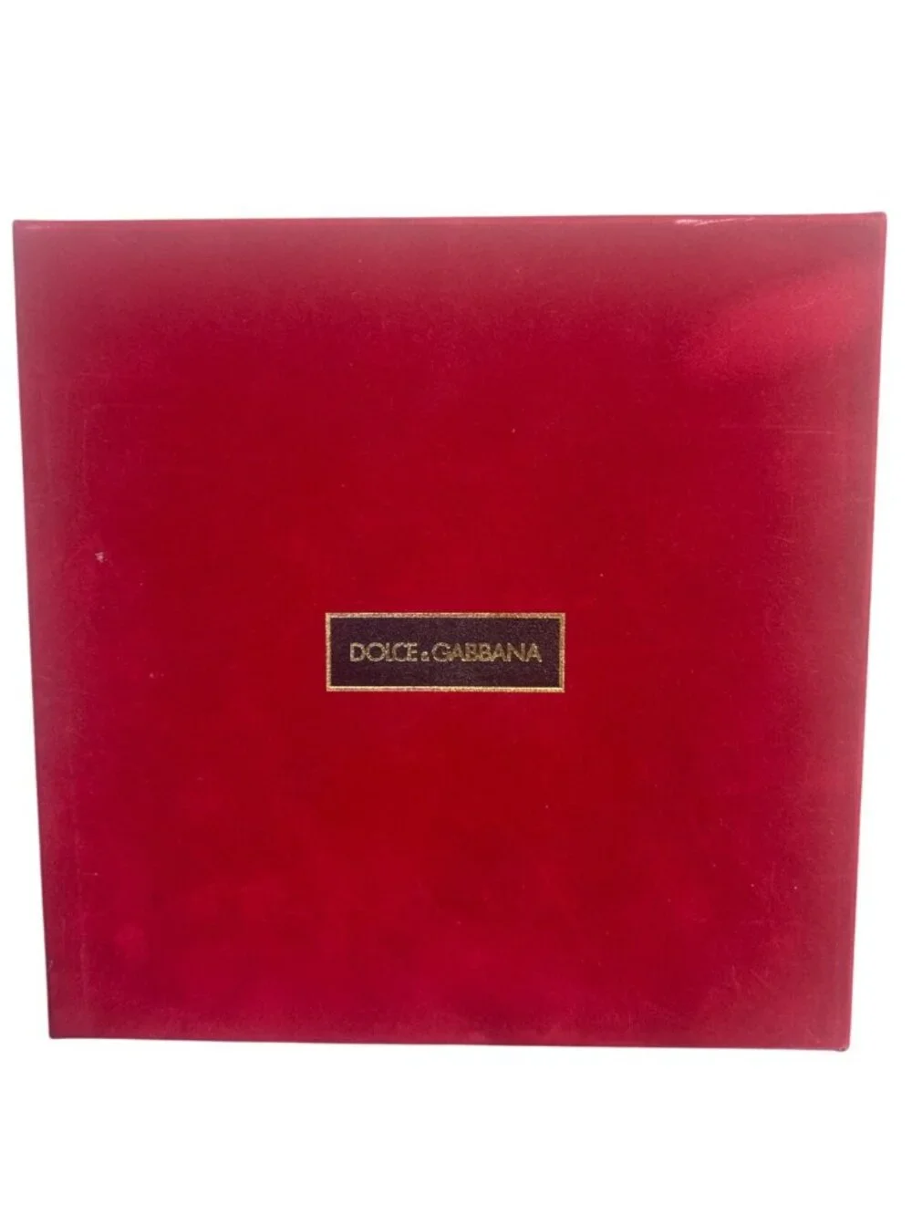 Dolce & Gabbana Red Velvet Storage Box Black Logo Gold Interior Luxury Designer